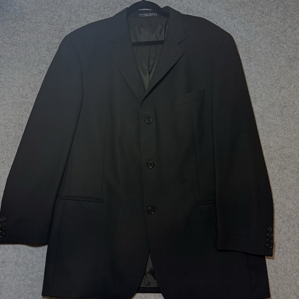 HUGO BOSS Mens Blk Einstein Omega Virgin Wool Blazer Suit Jacket Sport Coat